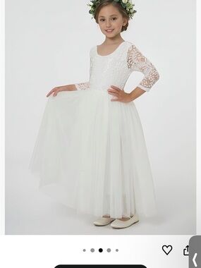 White Lace & Tulle Flower Girl Dress